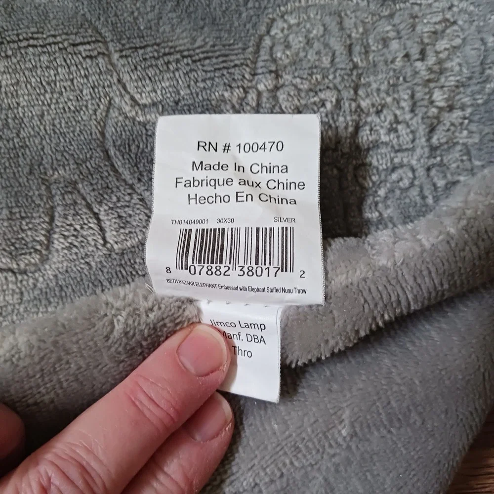 Beth Bazaar Gray Elephant Baby Lovey Blanket Embossed Elephants 32